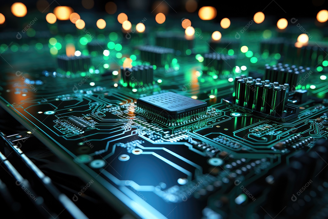 Imagem de tecnologia de computador com fundo de placa de circuito ideal para vários tópicos relacionados a computadores gerada por IA