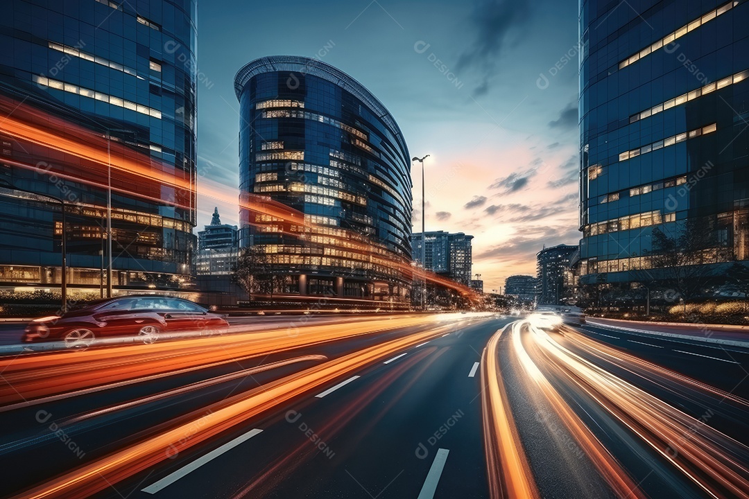 O movimento noturno é rápido no centro das grandes cidades e termina em estacionamentos subterrâneos gerado por IA