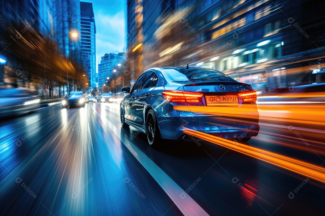 O movimento noturno é rápido no centro das grandes cidades e termina em estacionamentos subterrâneos gerado por IA