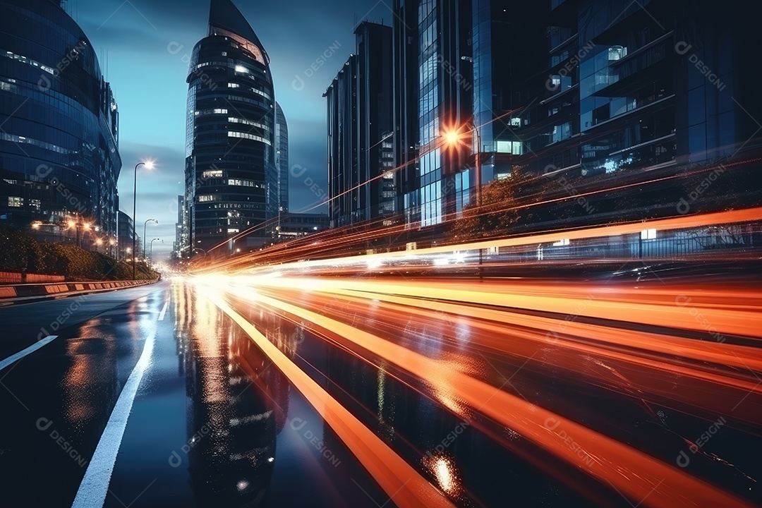O movimento noturno é rápido no centro das grandes cidades e termina em estacionamentos subterrâneos gerado por IA