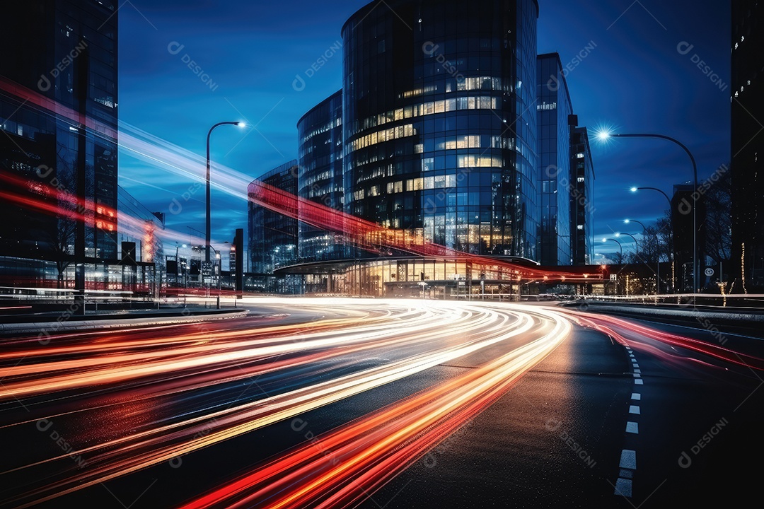 O movimento noturno é rápido no centro das grandes cidades e termina em estacionamentos subterrâneos gerado por IA