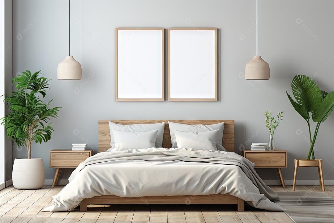 Um quarto minimalista e branco gerada por IA