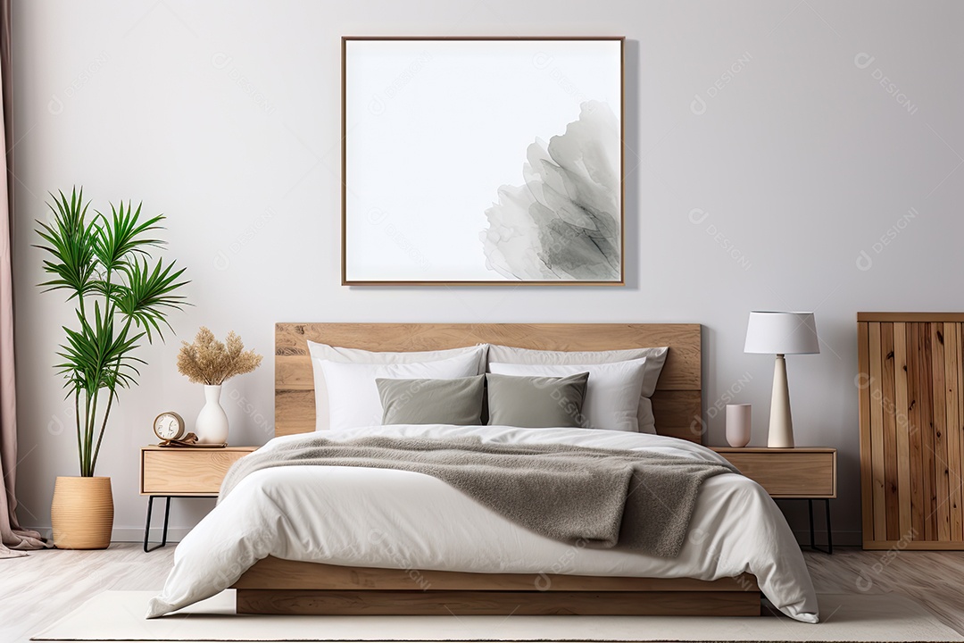Um quarto minimalista e branco gerada por IA