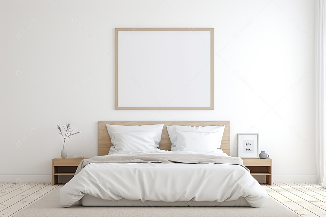 Um quarto minimalista e branco gerada por IA