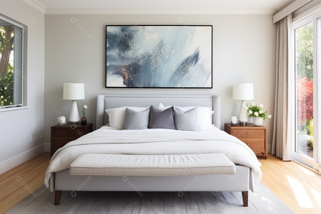 Um quarto minimalista e branco gerada por IA