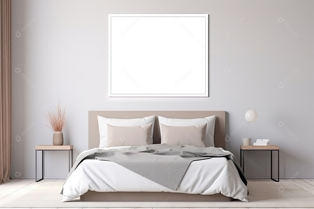 Um quarto minimalista e branco gerada por IA