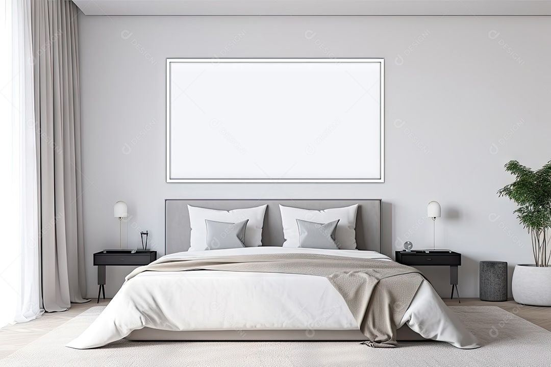 Um quarto minimalista e branco gerada por IA