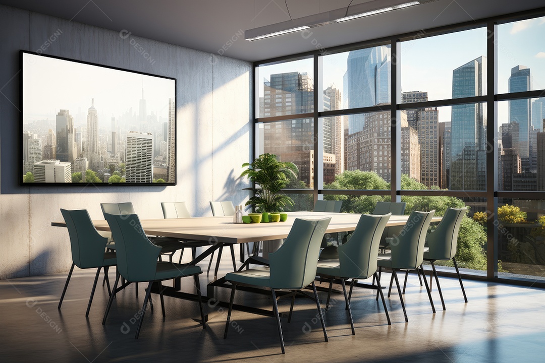 Ambiente de escritório claro e limpo fundo abstrato gerado por IA