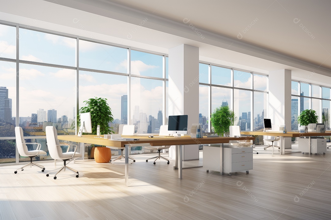 Ambiente de escritório claro e limpo fundo abstrato gerado por IA