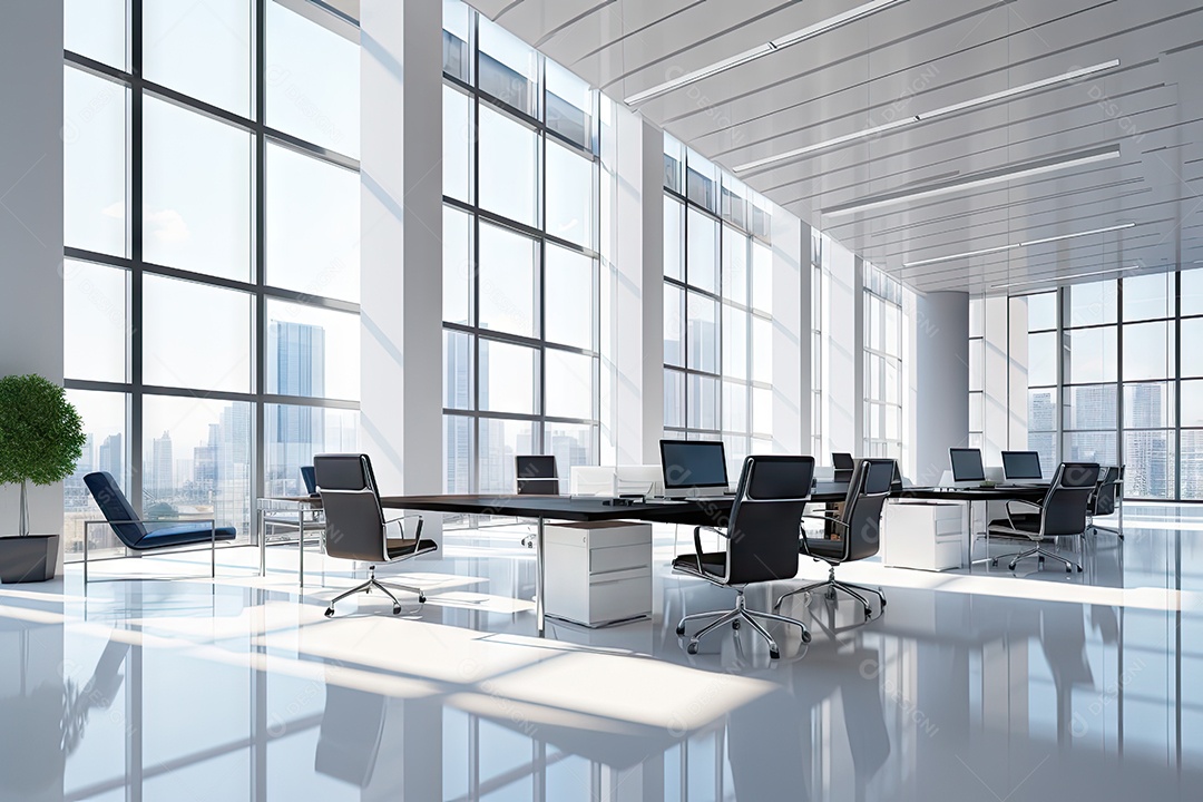 Ambiente de escritório claro e limpo fundo abstrato gerado por IA