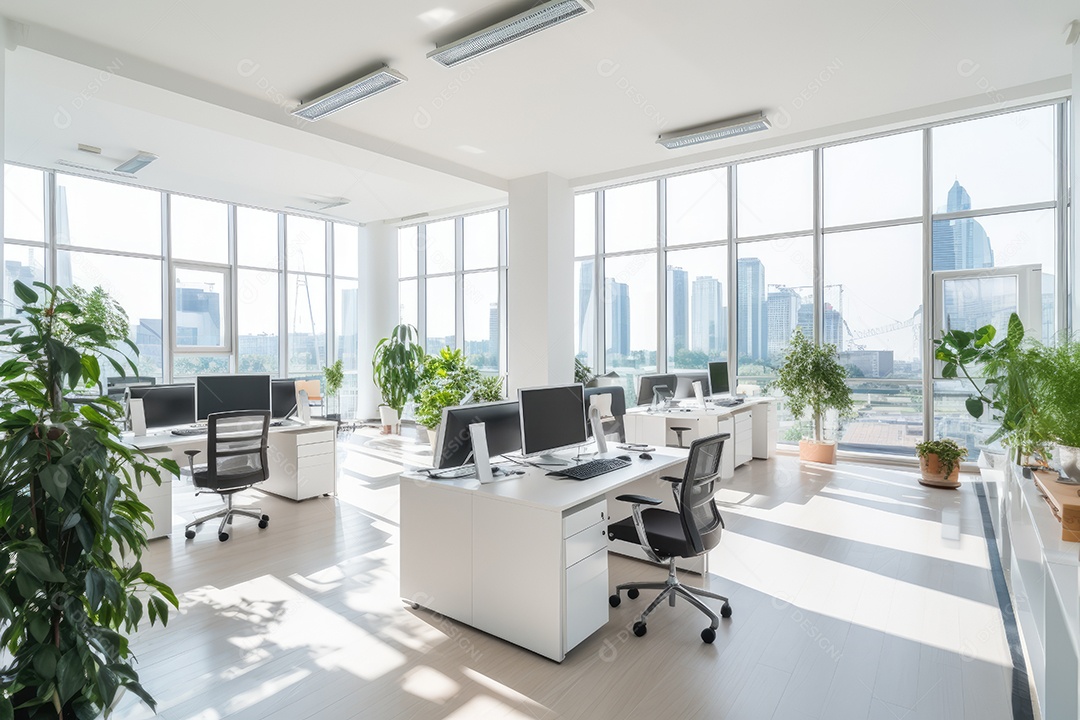 Ambiente de escritório claro e limpo fundo abstrato gerado por IA