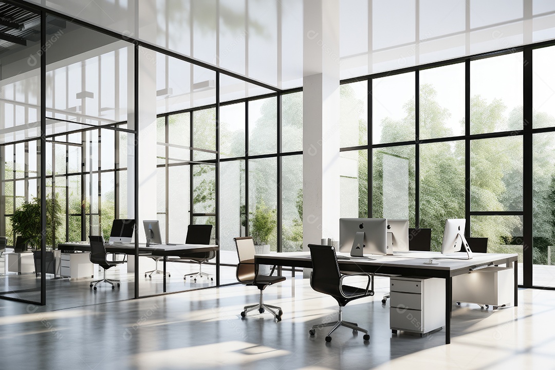 Ambiente de escritório claro e limpo fundo abstrato gerado por IA