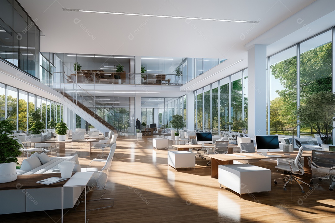 Ambiente de escritório claro e limpo fundo abstrato gerado por IA