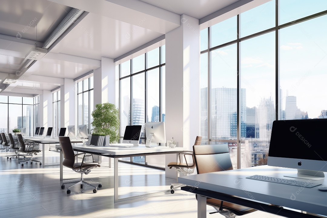 Ambiente de escritório claro e limpo fundo abstrato gerado por IA