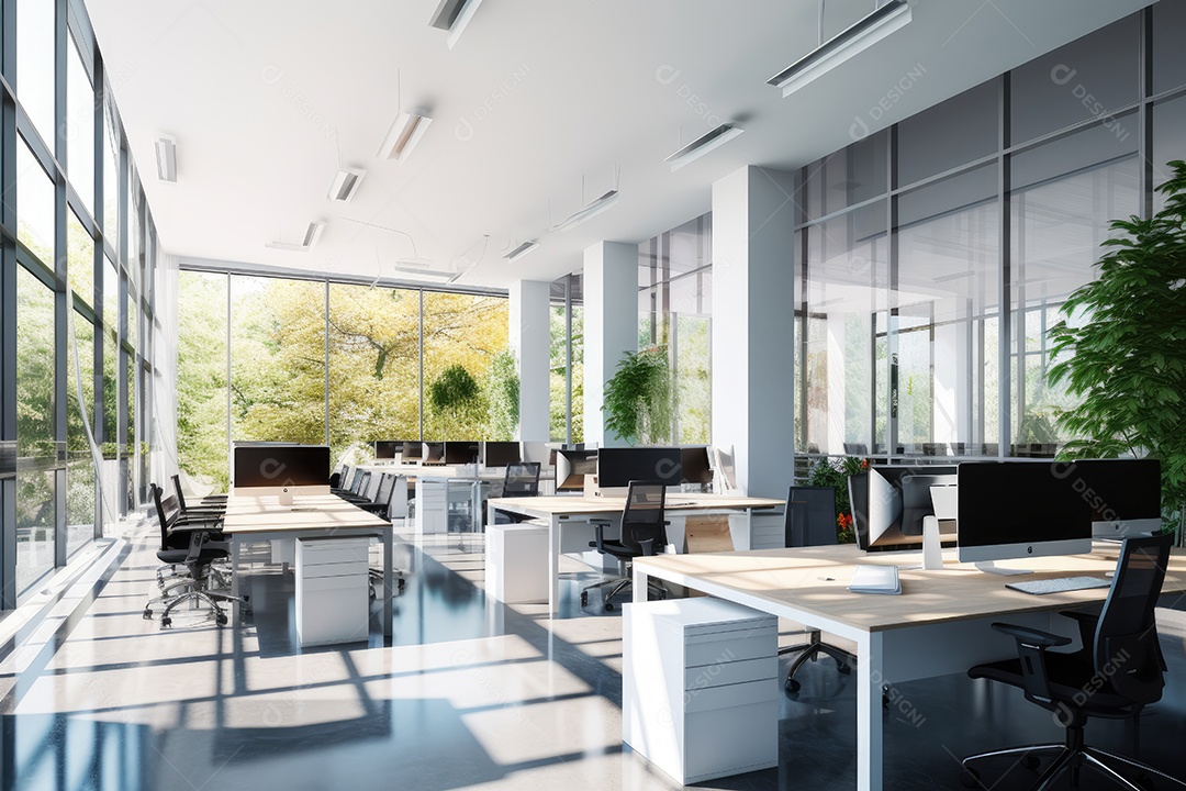 Ambiente de escritório claro e limpo fundo abstrato gerado por IA