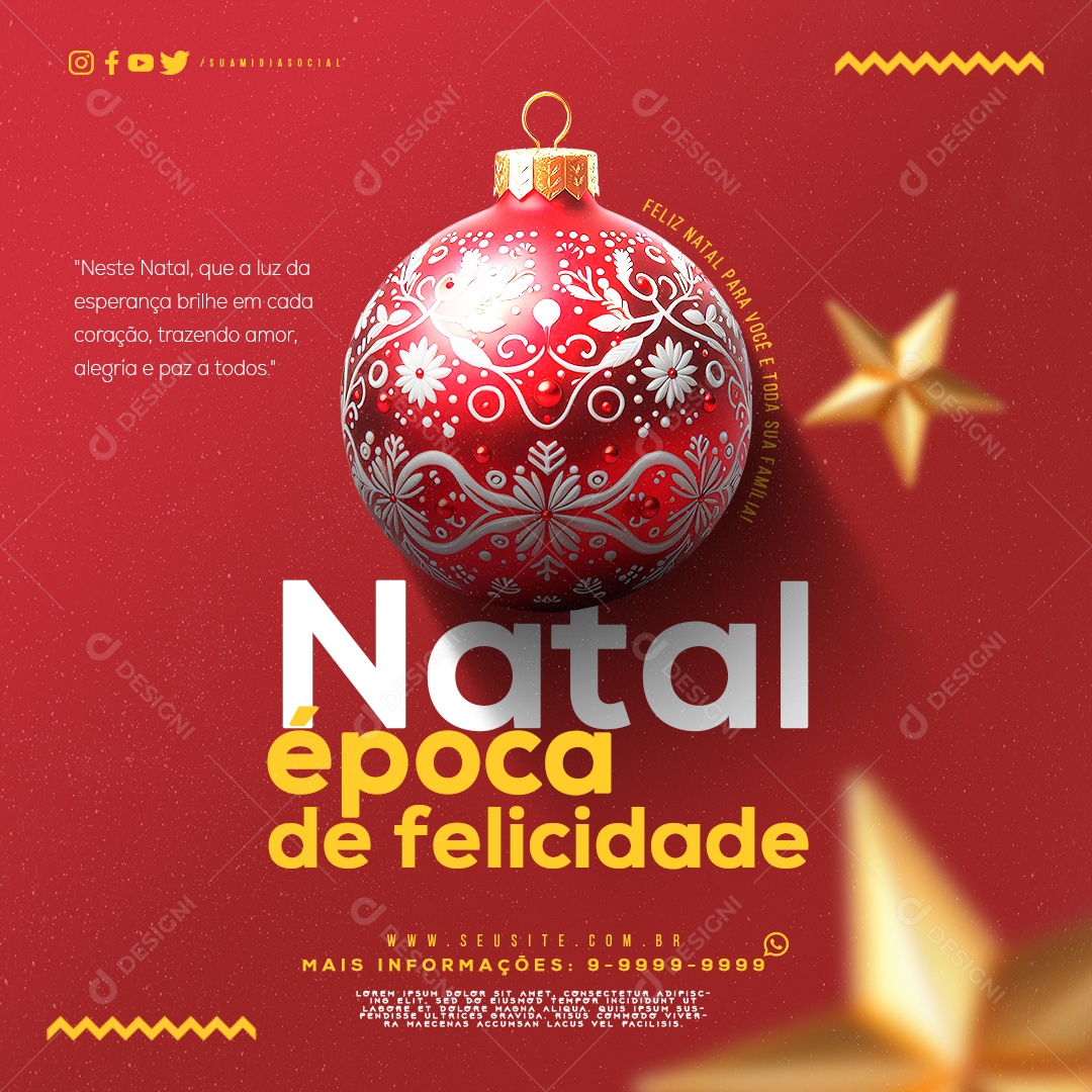 Feliz Natal Época de Felicidade Social Media PSD Editável