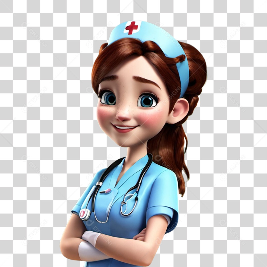 Personagem 3D Enfermeira PNG Transparente