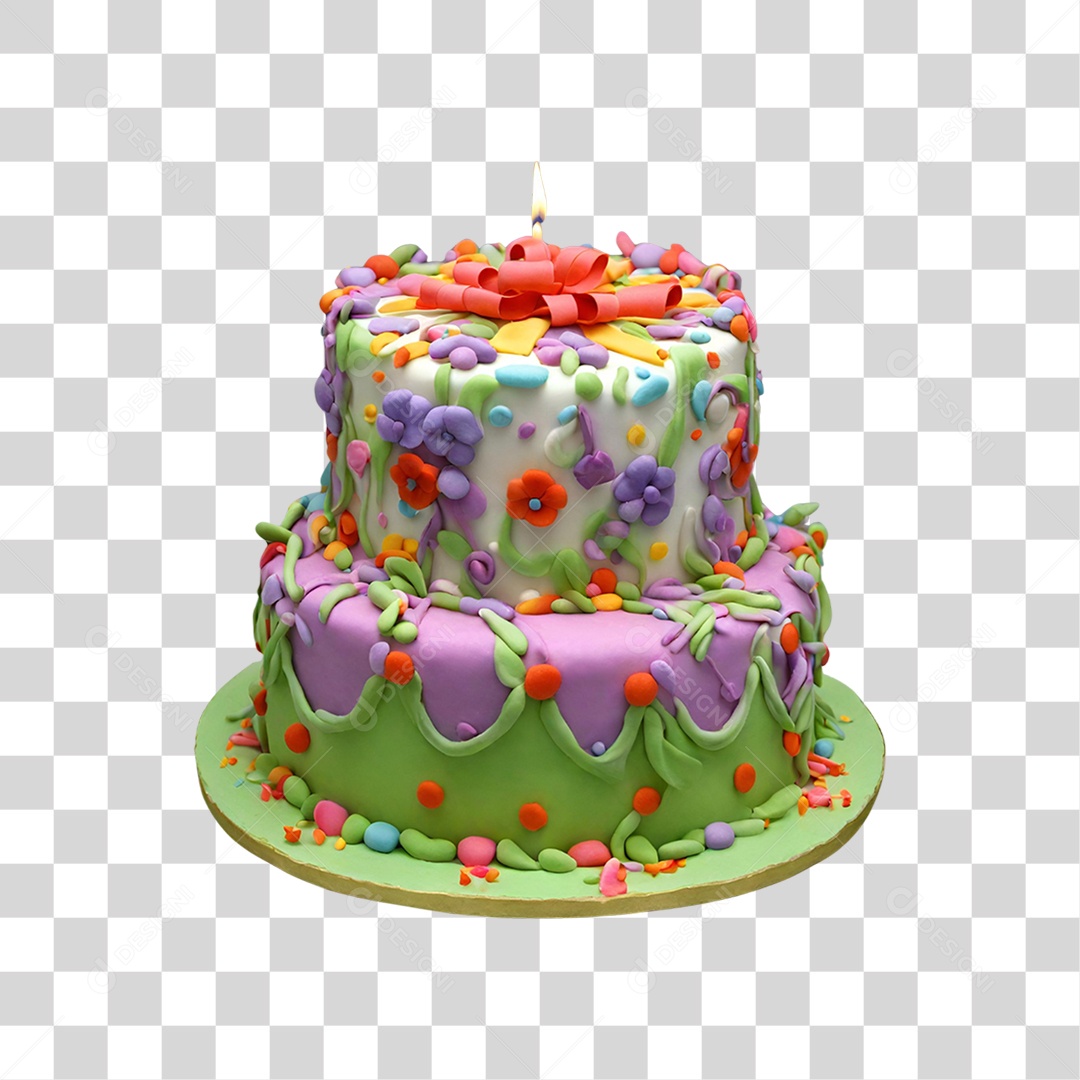 Bolo Confeitado com Cobertura PNG Transparente