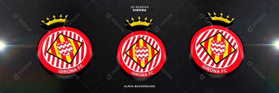 Icones 3D Banner Brasão De Time Girona Para Composição PSD