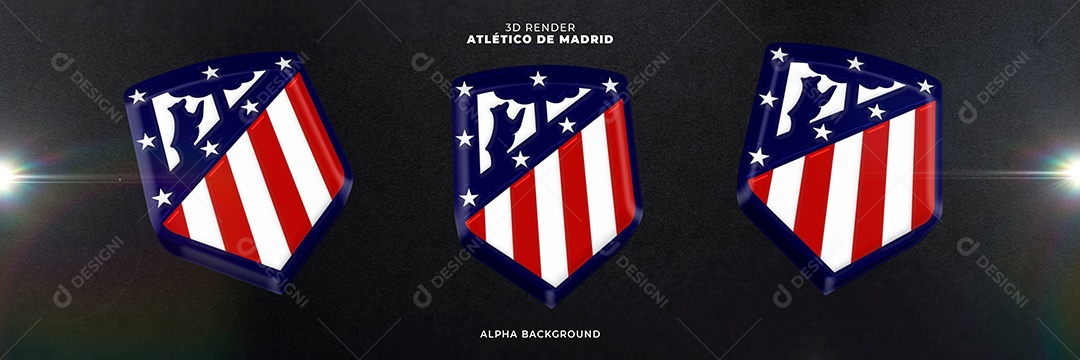 Icones 3D Banner Brasão De Time Atlético De Madrid Para Composição PSD