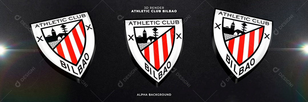 Icones 3D Banner Brasão De Time Athletic Bilbão Para Composição PSD