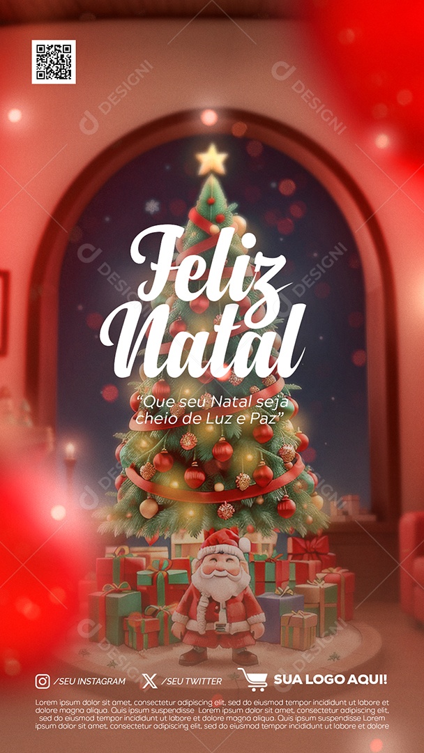 Story Feliz Natal Que Seu Natal Seja Cheio de Luz e Paz Social Media PSD Editável