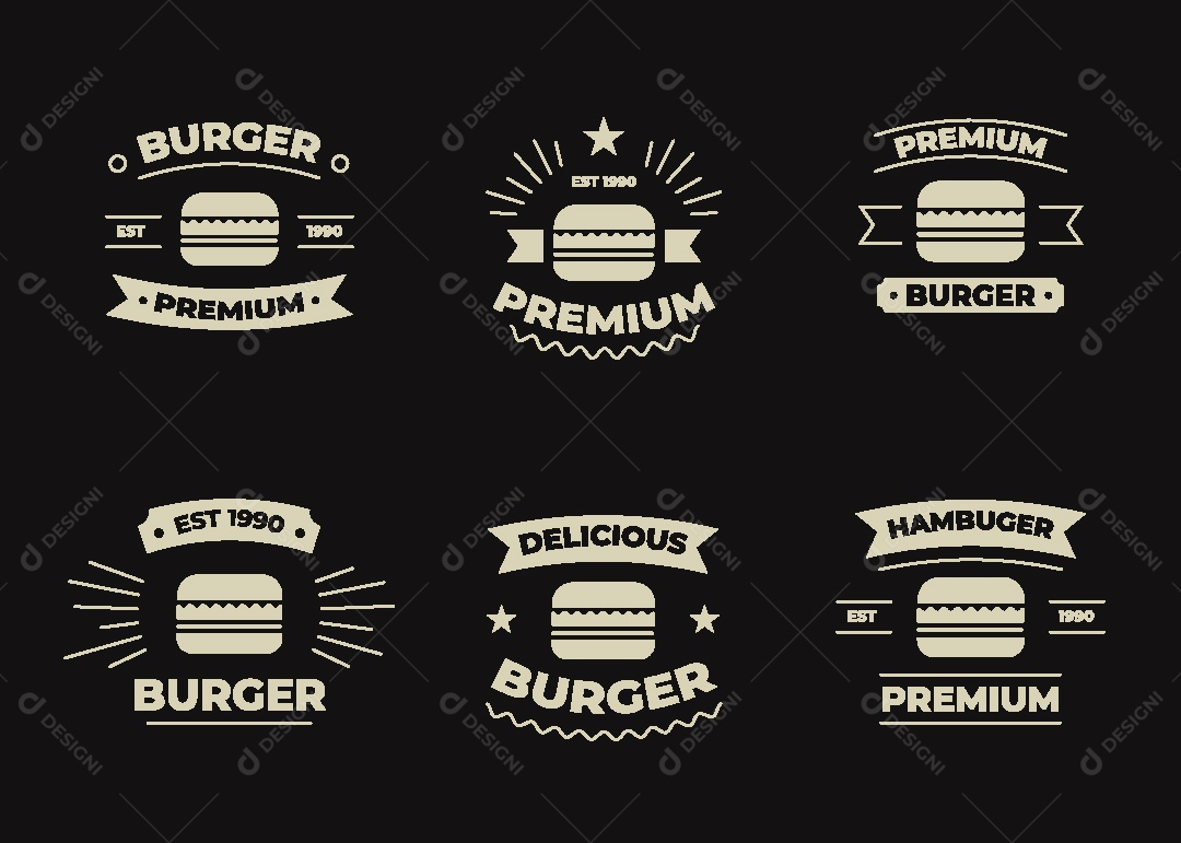 Conjunto de Logo de Hamburguer Ilustração Vetor EPS