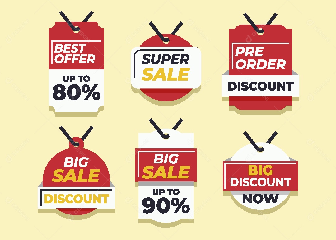 Conjunto de Etiquetas Ilustração Vetor EPS