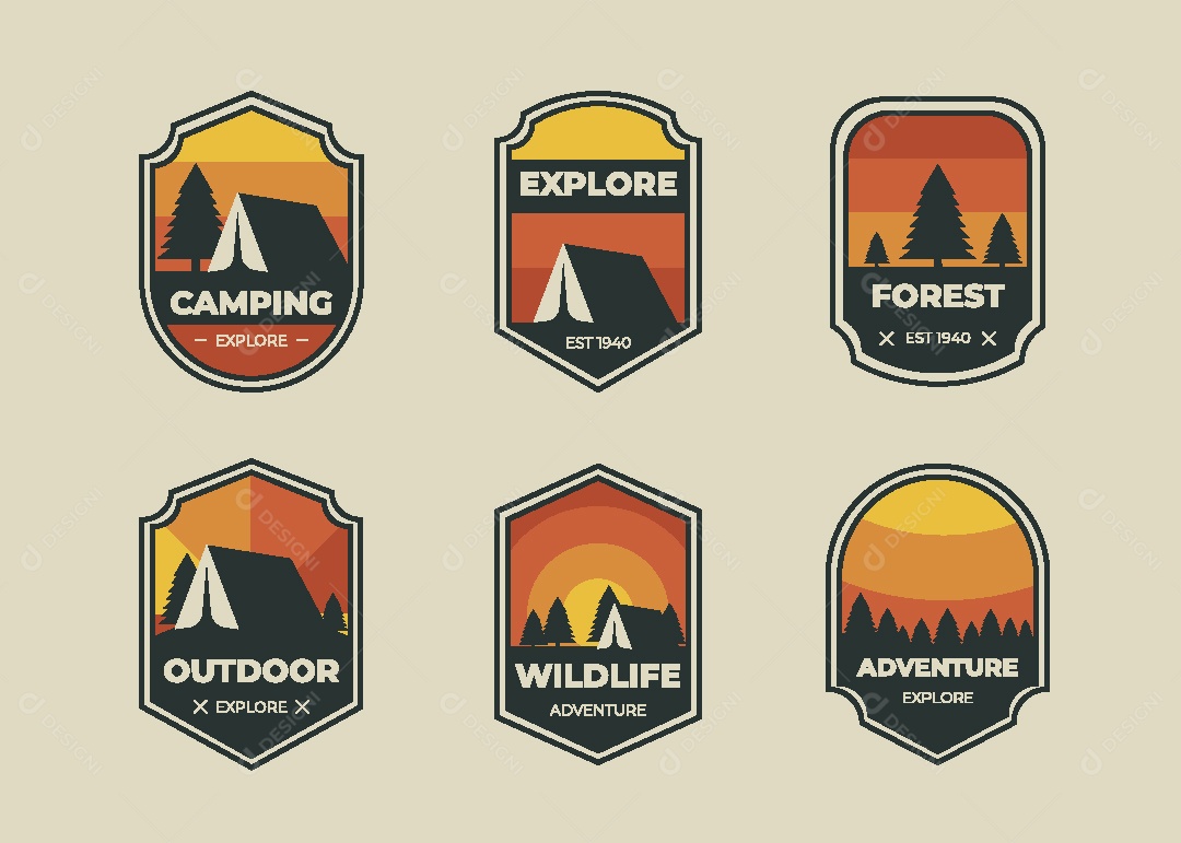 Conjunto de Brasões Ilustração Vetor EPS