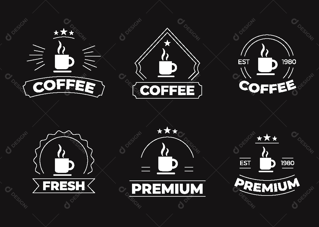 Conjunto de Logo de Café Ilustração Vetor EPS