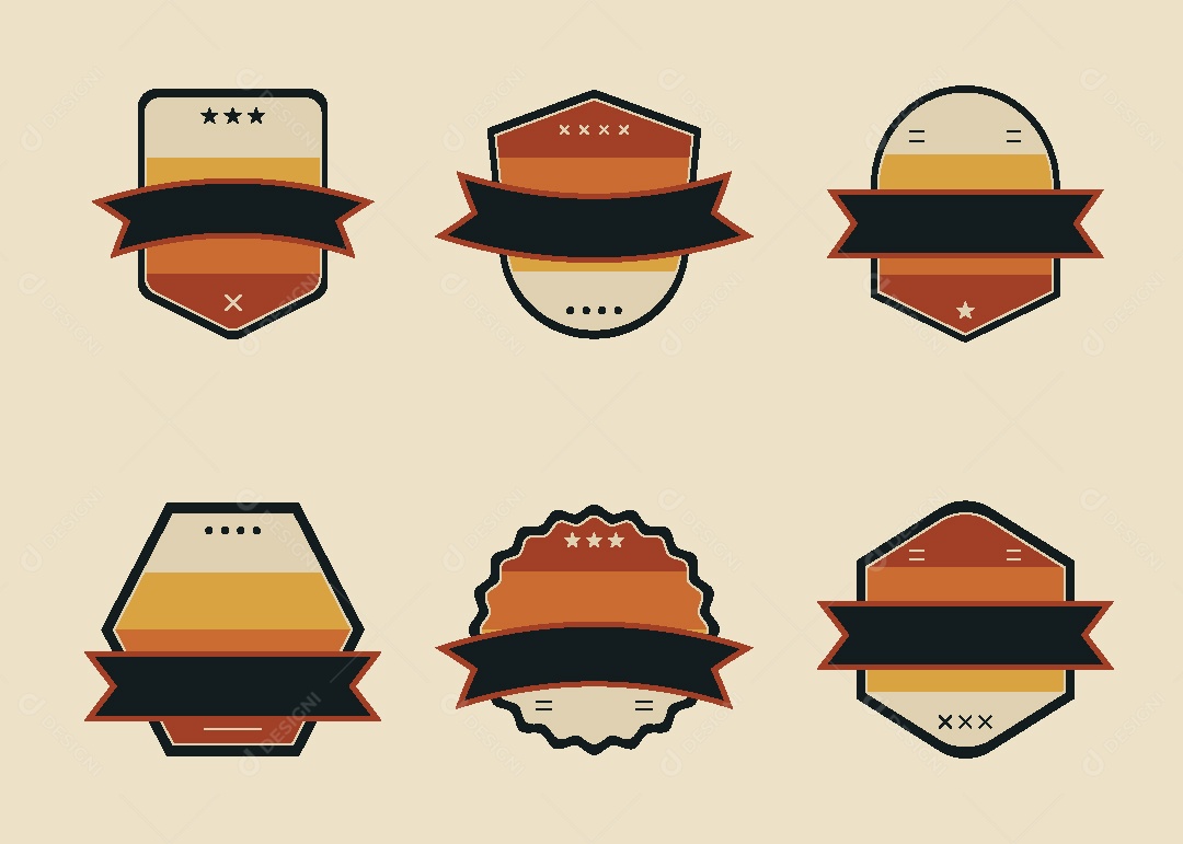 Conjunto de Brasões Ilustração Vetor EPS