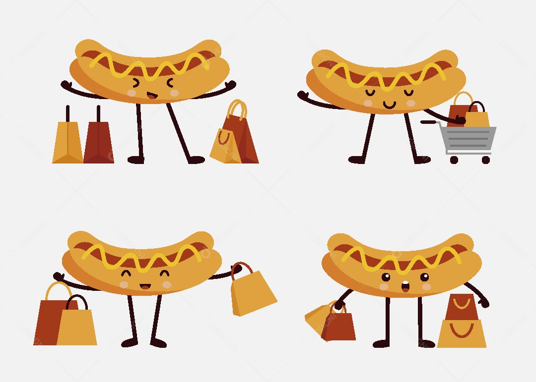 Cachorro Quente Personagem Ilustração Vetor EPS