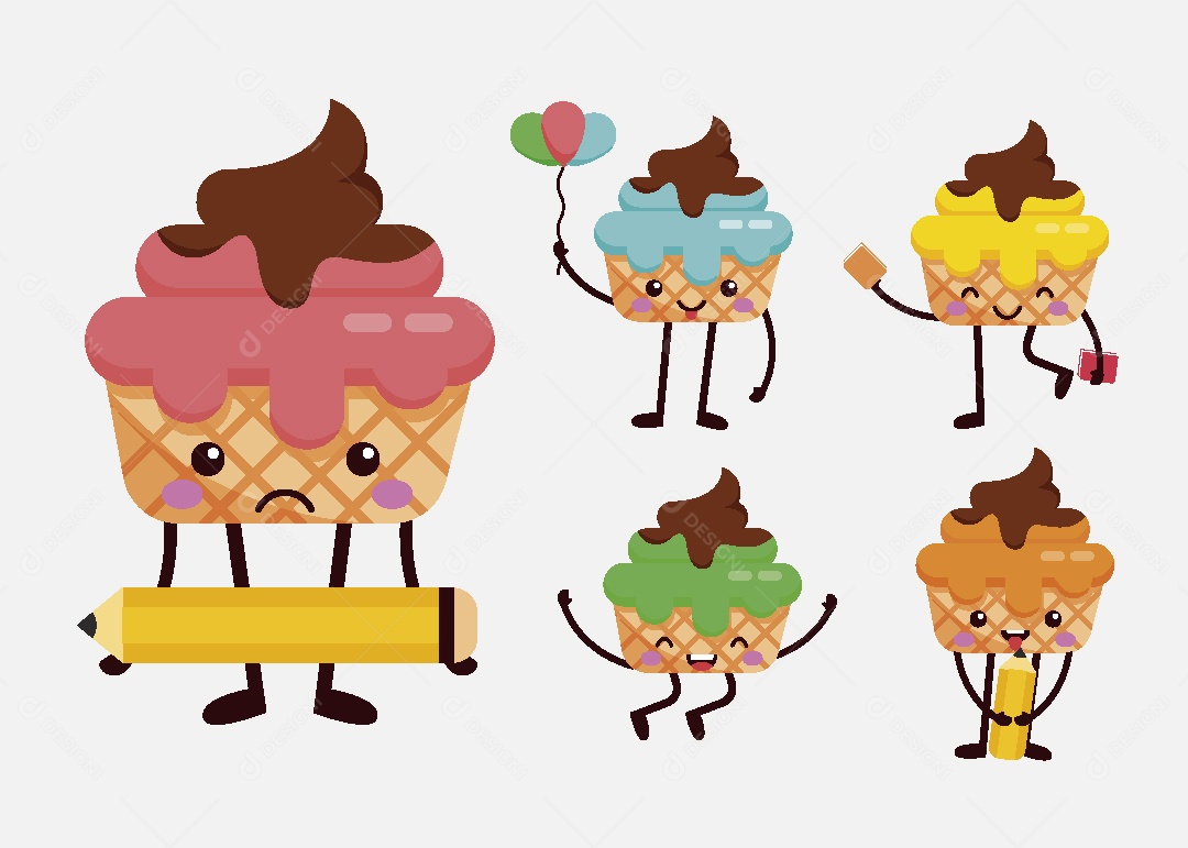 Sorvete Personagem Ilustração Vetor EPS