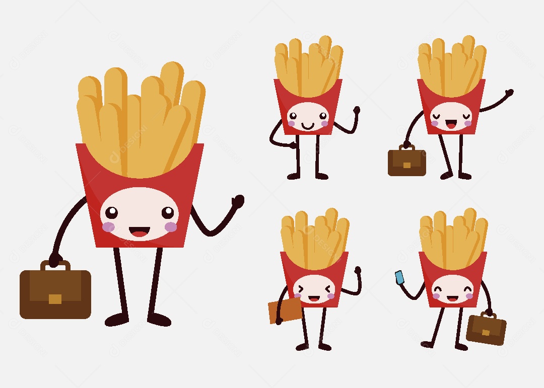 Batata Frita Personagem Ilustração Vetor EPS
