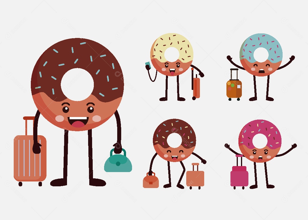 Rosquinha Personagem Ilustração Vetor EPS