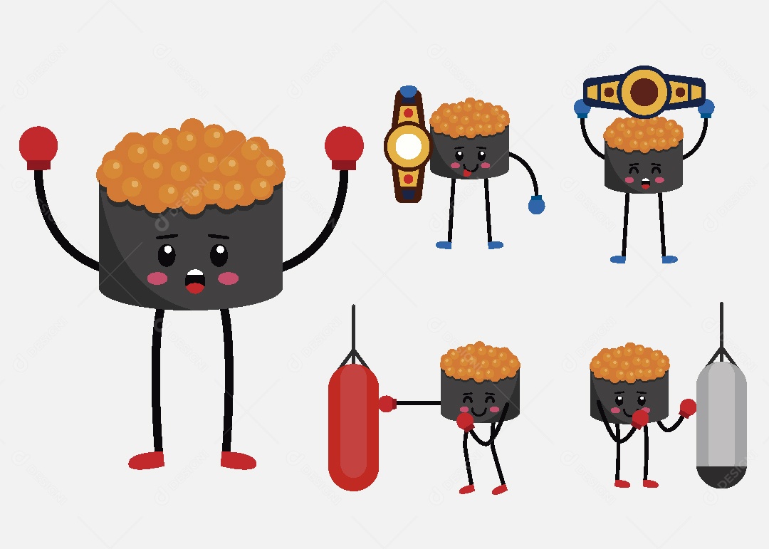 Sushi Personagem Ilustração Vetor EPS
