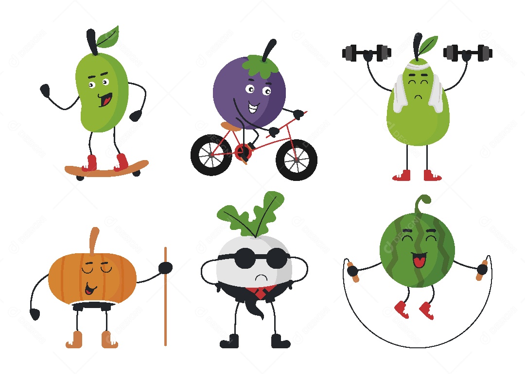 Conjunto de Frutas e Vegetais Vetor EPS