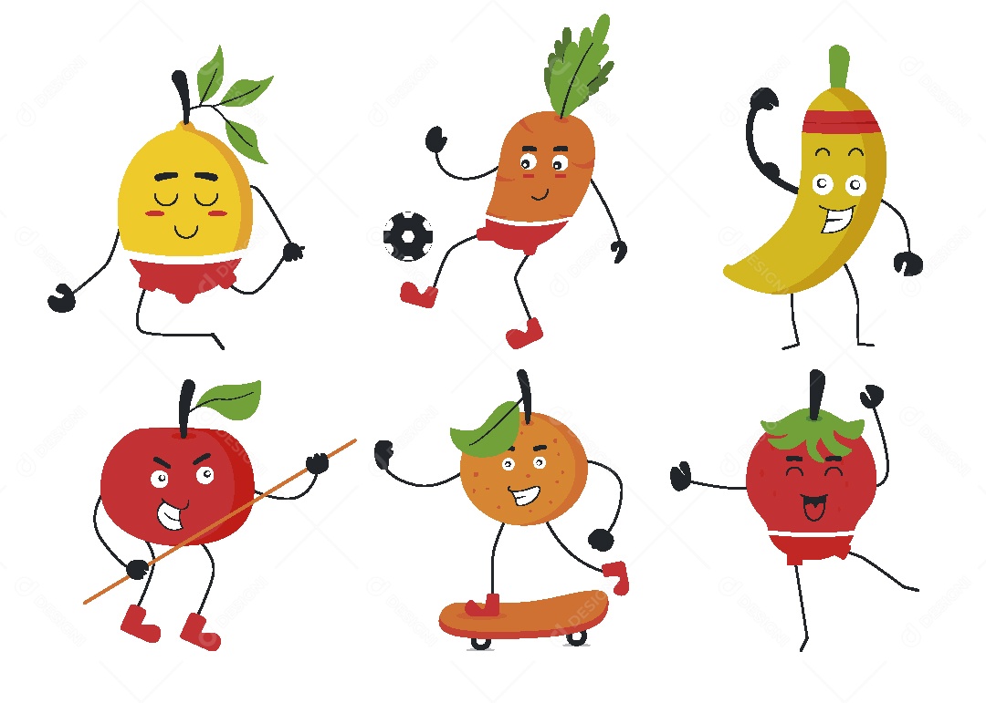 Conjunto de Frutas e Vegetais Vetor EPS