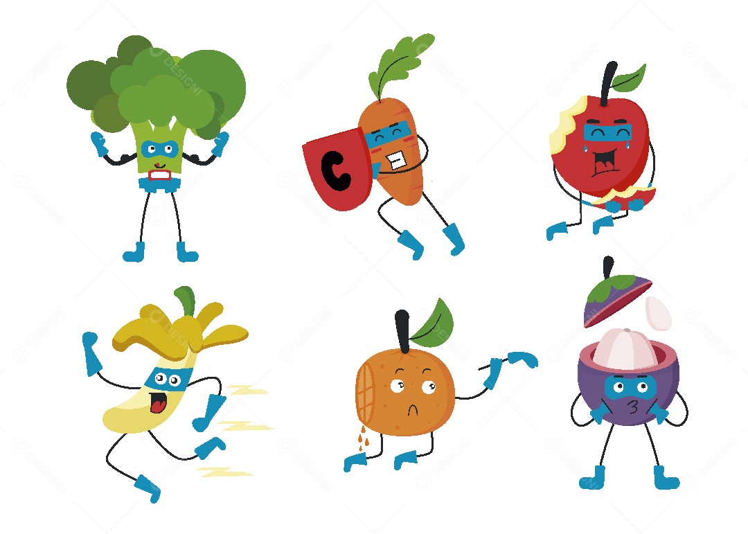 Conjunto de Frutas e Vegetais Vetor EPS