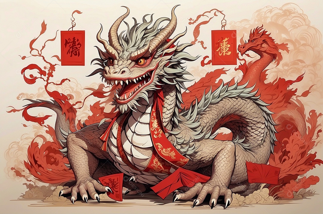 Dragão Chinês para o fundo do modelo de ano novo