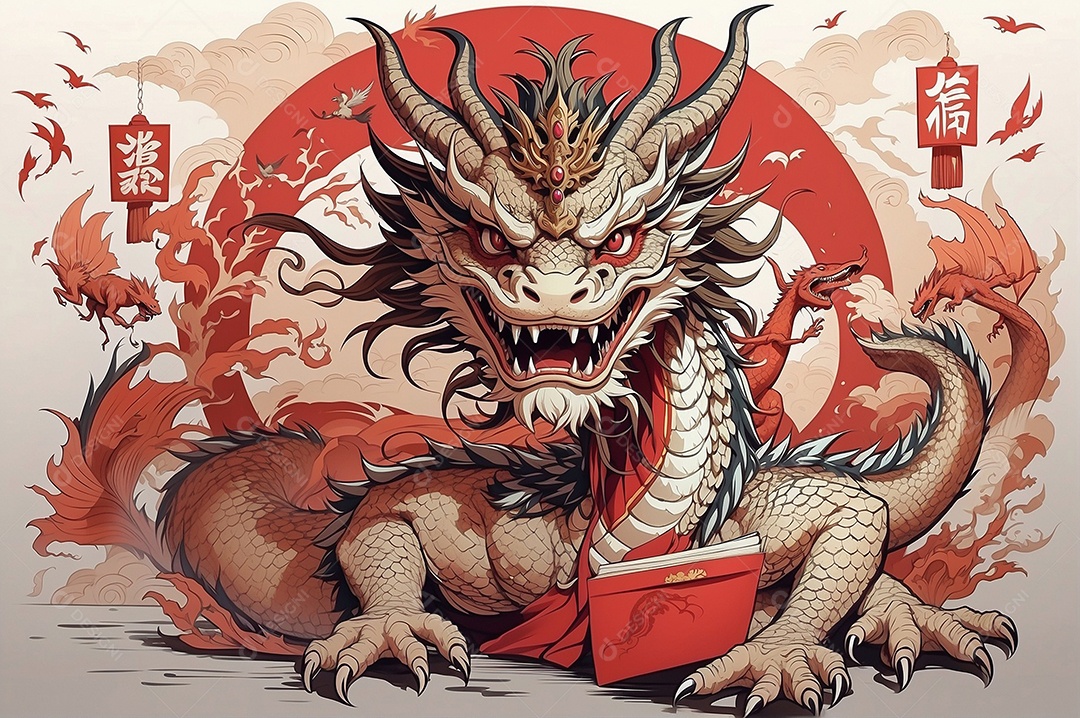 Dragão Chinês para o fundo do modelo de ano novo