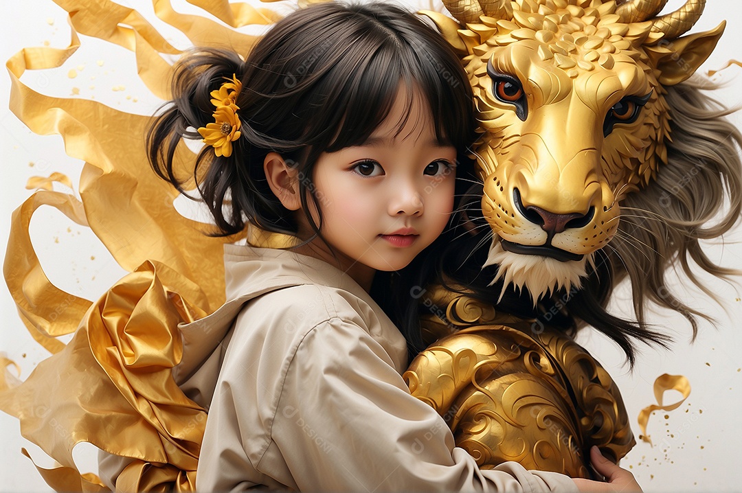 Dragão chinês e criança para fundo de modelo de ano novo