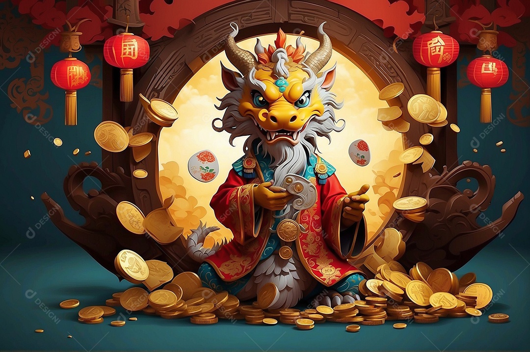 Dragão Chinês para o fundo do modelo de ano novo