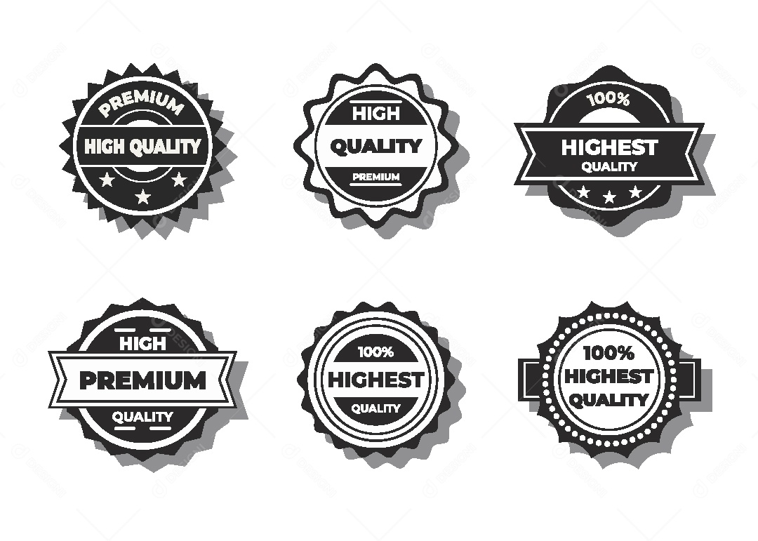 Conjunto de Selos e Etiquetas Ilustração Vetor EPS