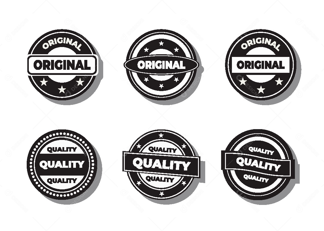 Conjunto de Selos e Etiquetas Ilustração Vetor EPS