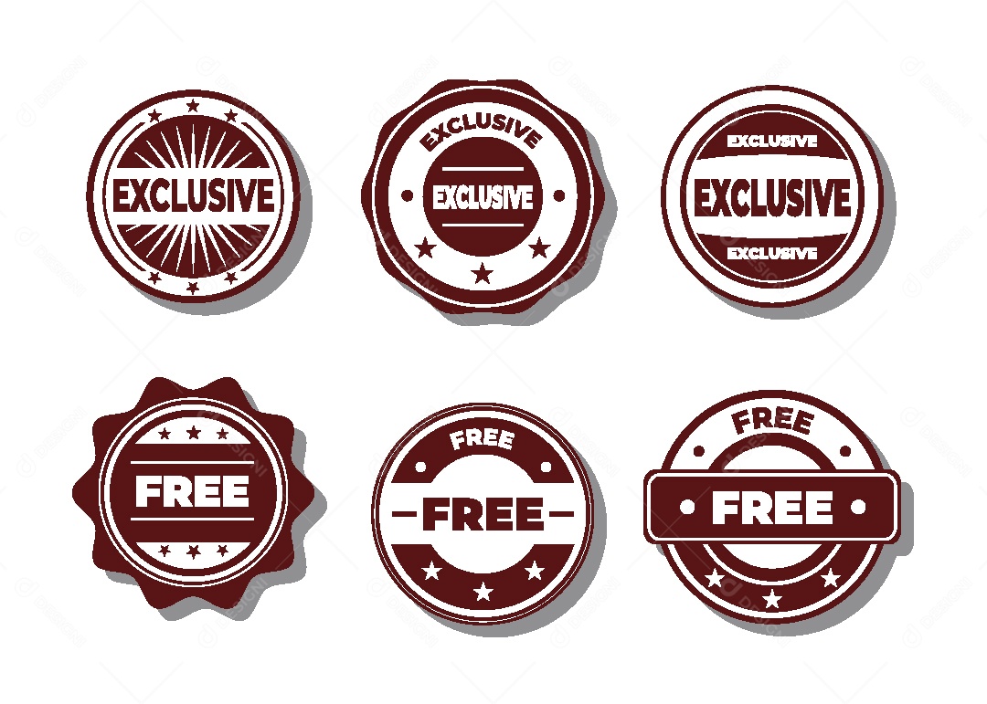 Conjunto de Selos e Etiquetas Ilustração Vetor EPS