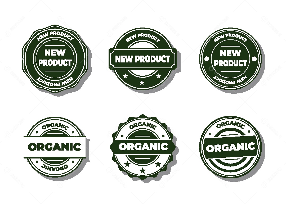 Conjunto de Selos e Etiquetas Ilustração Vetor EPS