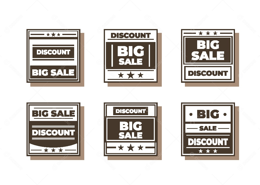 Conjunto de Selos e Etiquetas Ilustração Vetor EPS