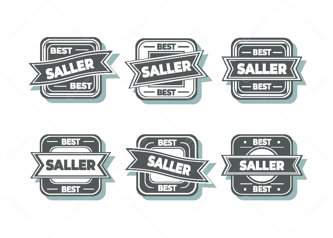 Conjunto de Selos e Etiquetas Ilustração Vetor EPS