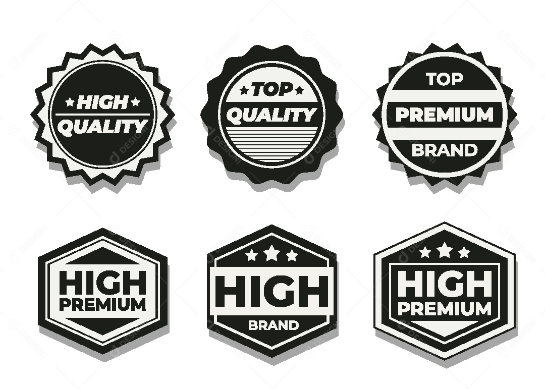 Conjunto de Selos e Etiquetas Ilustração Vetor EPS